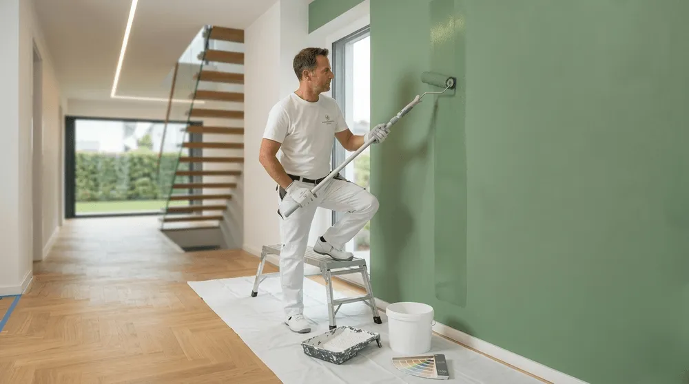 Professionelle Malerarbeiten für Haus, Wohnung und Gewerbe.  Saubere Arbeit, hochwertige Farben und präzise Ausführung vom Fachbetrieb.